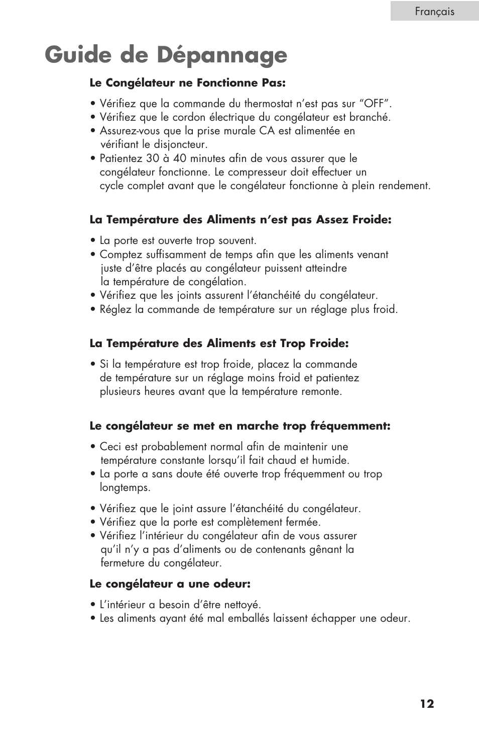 Guide de dépannage | haier C SERIES ESCM050EC User Manual | Page 27 / 44