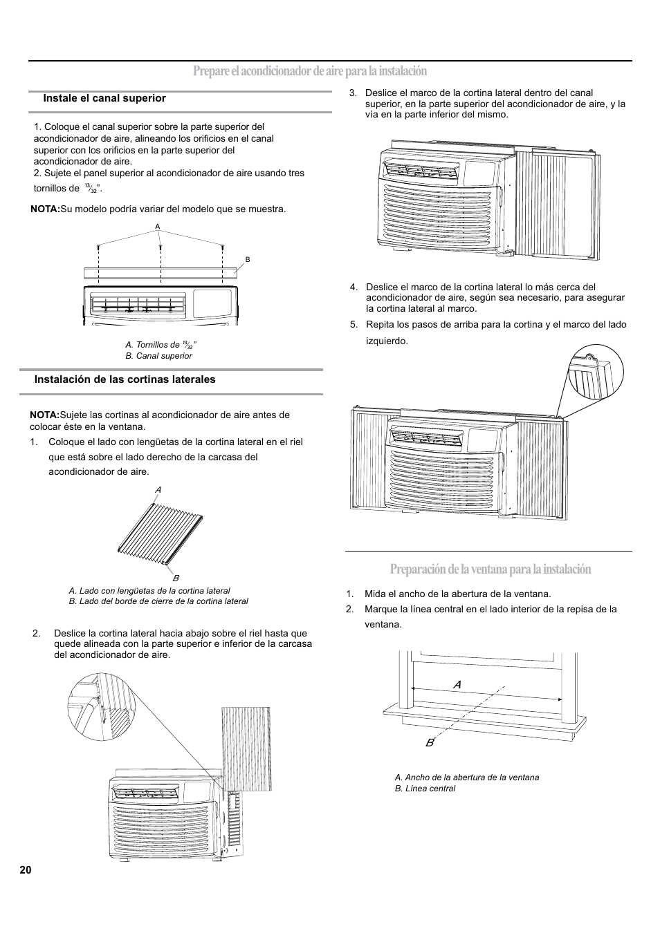 Preparación de la ventana para la instalación | haier ESA405K User Manual | Page 20 / 44