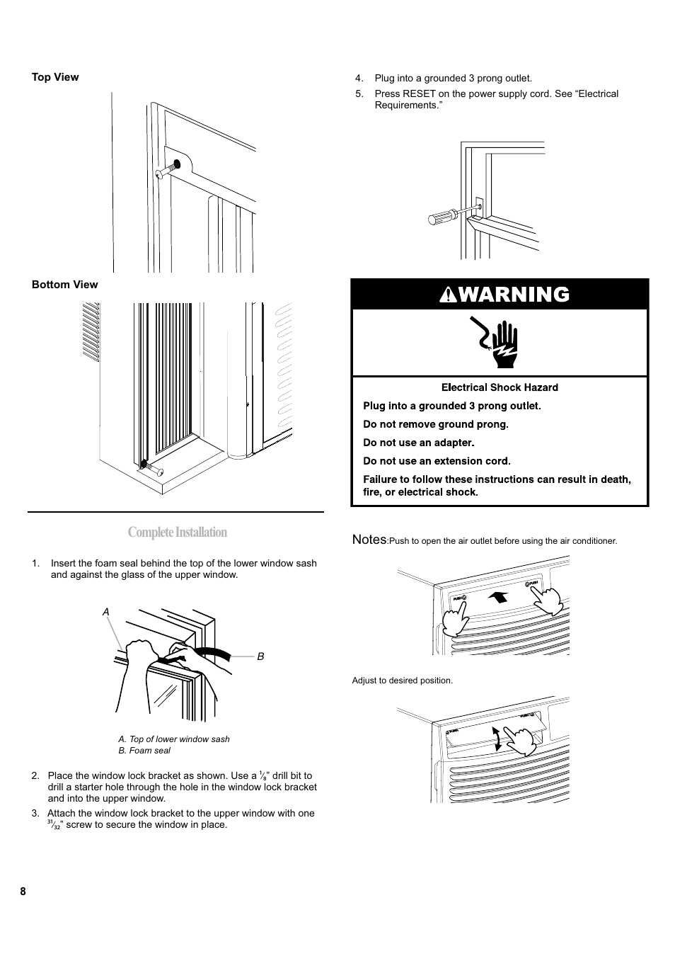 Complete installation | haier ESA405K User Manual | Page 8 / 44