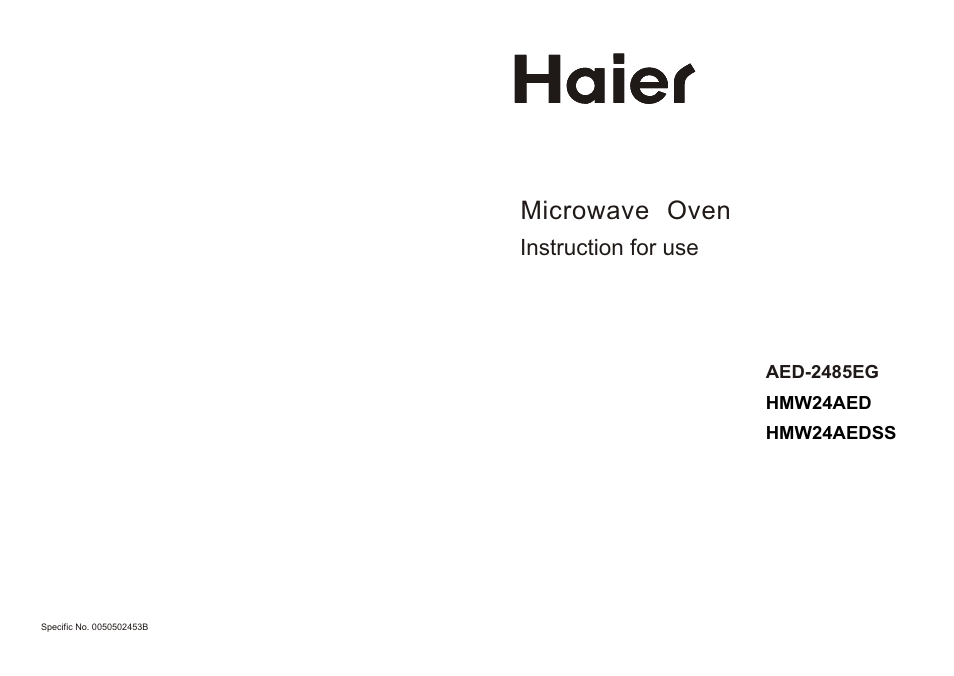 haier HMW24AEDSS User Manual | 8 pages