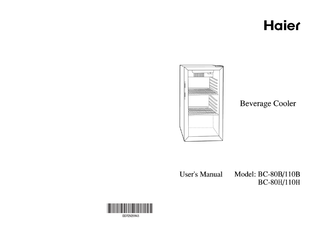 haier BC-110H User Manual | 8 pages