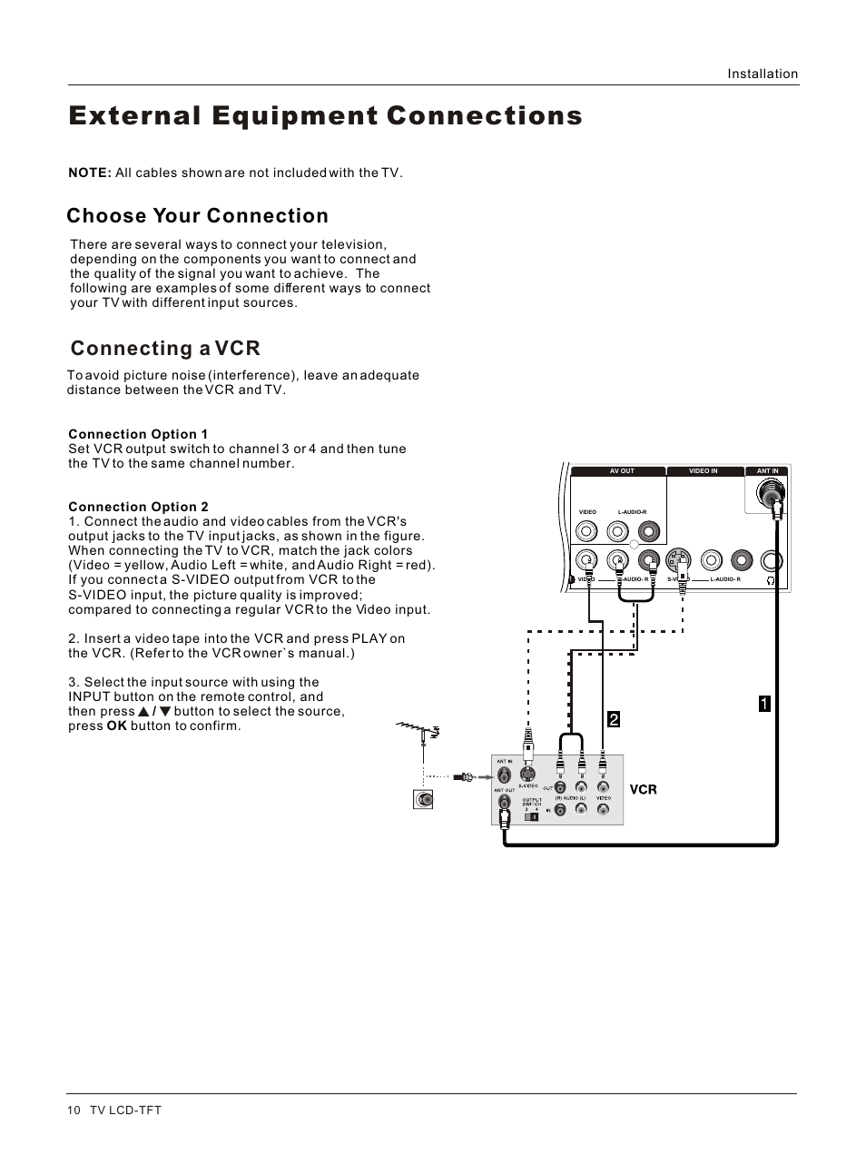 Т³гж 10, External equipment connections, Connecting a vcr | Choose your connection | haier HL32R User Manual | Page 10 / 42