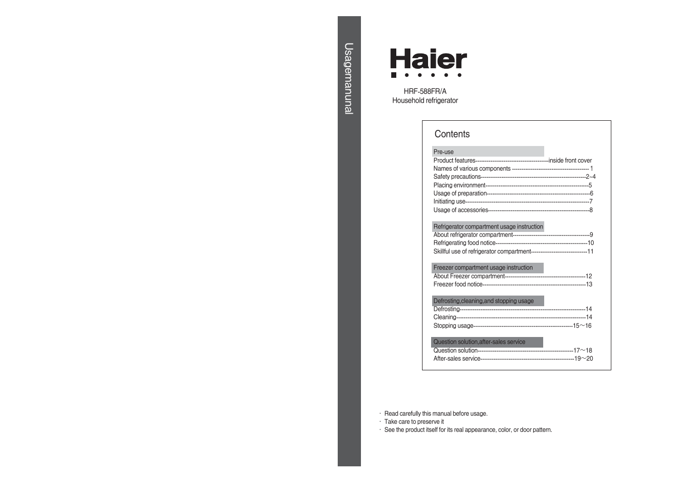 haier HRF-588FA User Manual | 12 pages