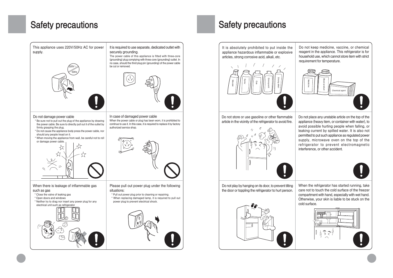 Safety precautions | haier HRF-588FA User Manual | Page 3 / 12