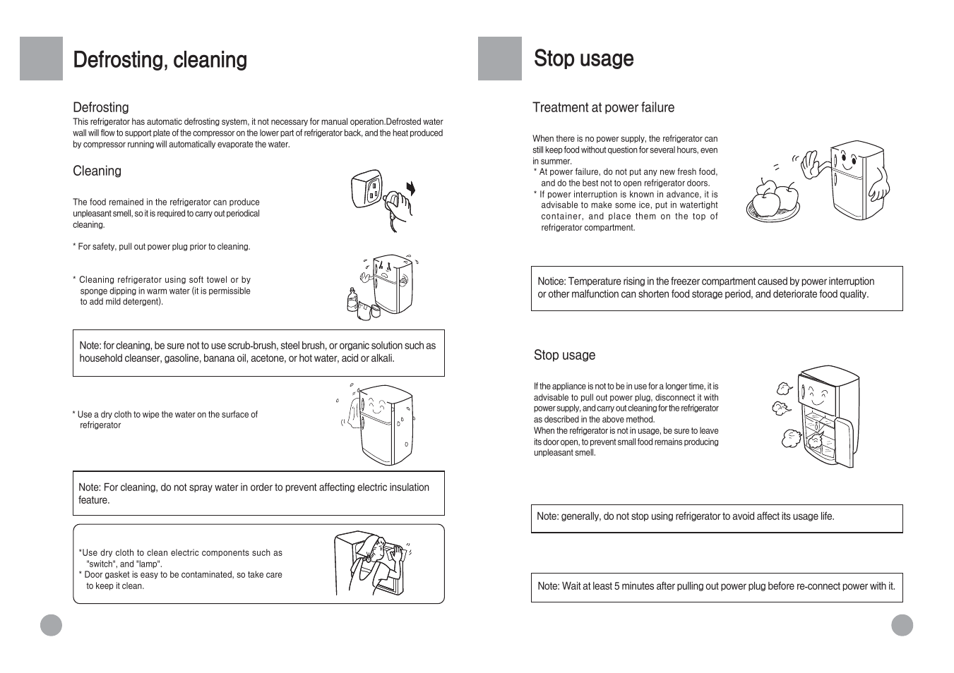 Stop usage, Defrosting, cleaning | haier HRF-588FA User Manual | Page 9 / 12