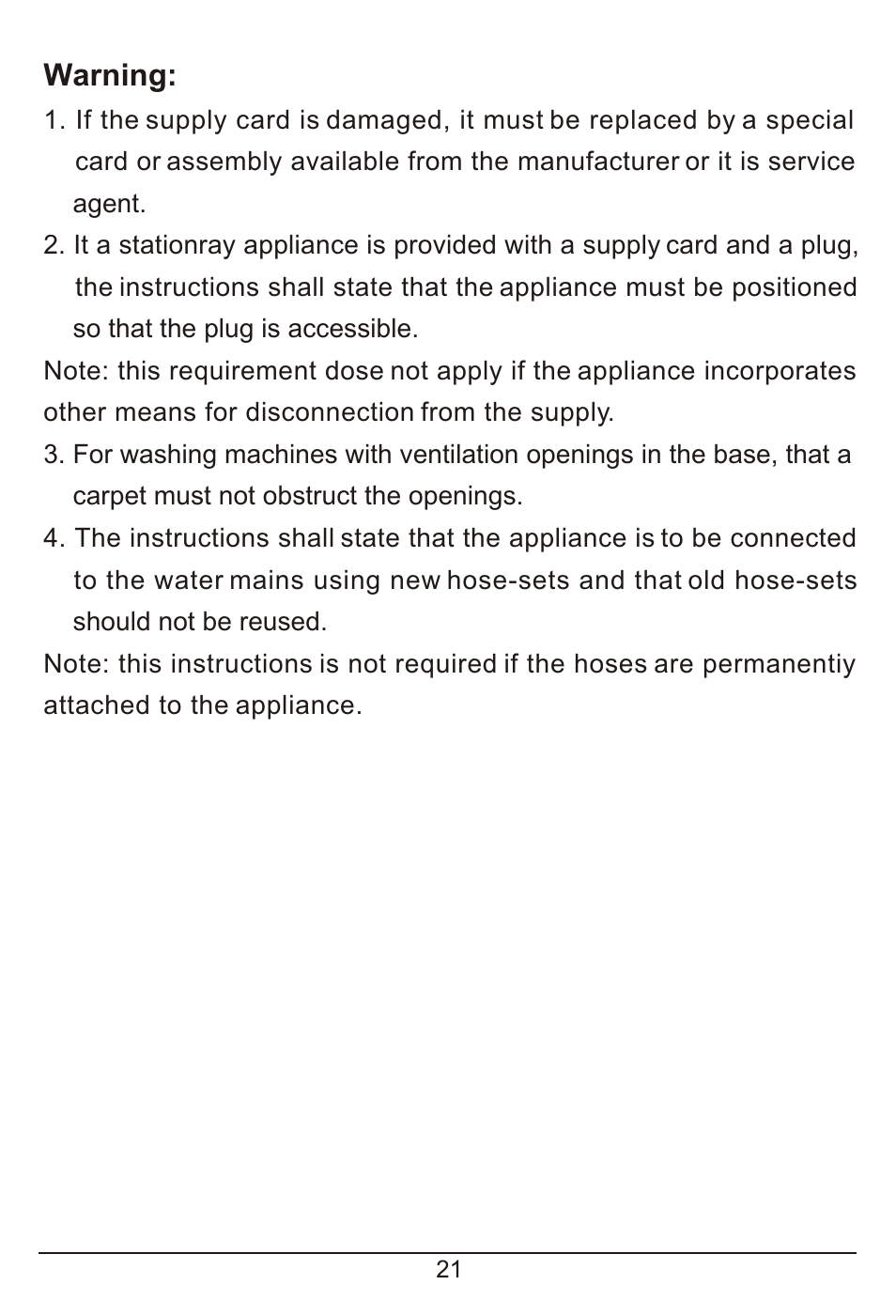 Warning | haier HM600TX User Manual | Page 22 / 24
