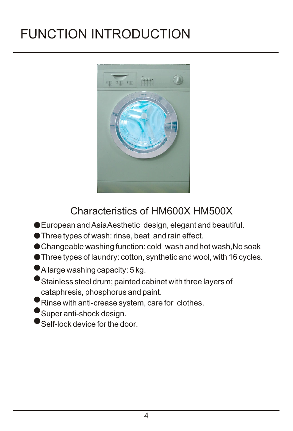 Function introduction | haier HM600TX User Manual | Page 5 / 24