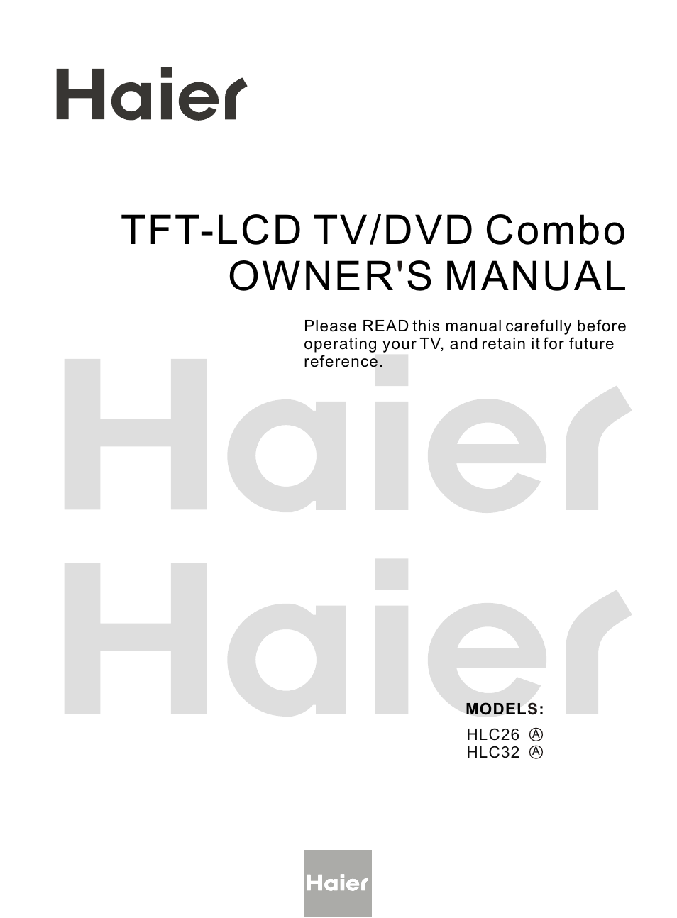 haier HLC32 User Manual | 52 pages
