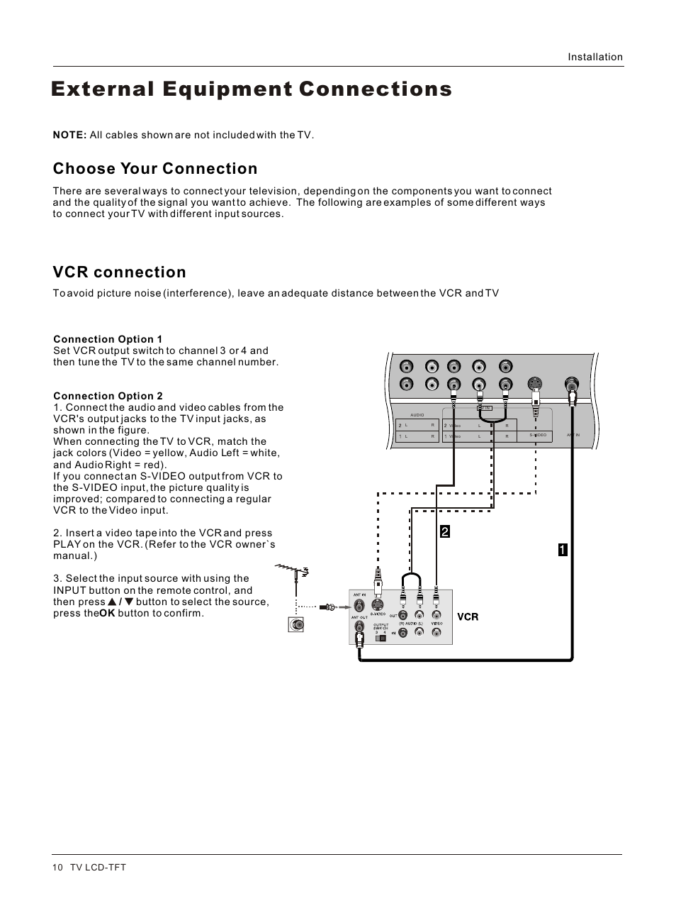Т³гж 10, External equipment connections, Vcr connection | Choose your connection | haier HLC32 User Manual | Page 10 / 52