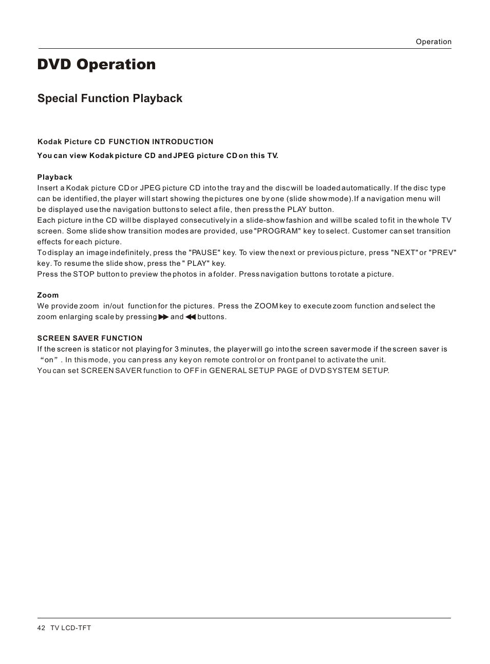 Т³гж 42, Dvd operation, Special function playback | haier HLC32 User Manual | Page 42 / 52