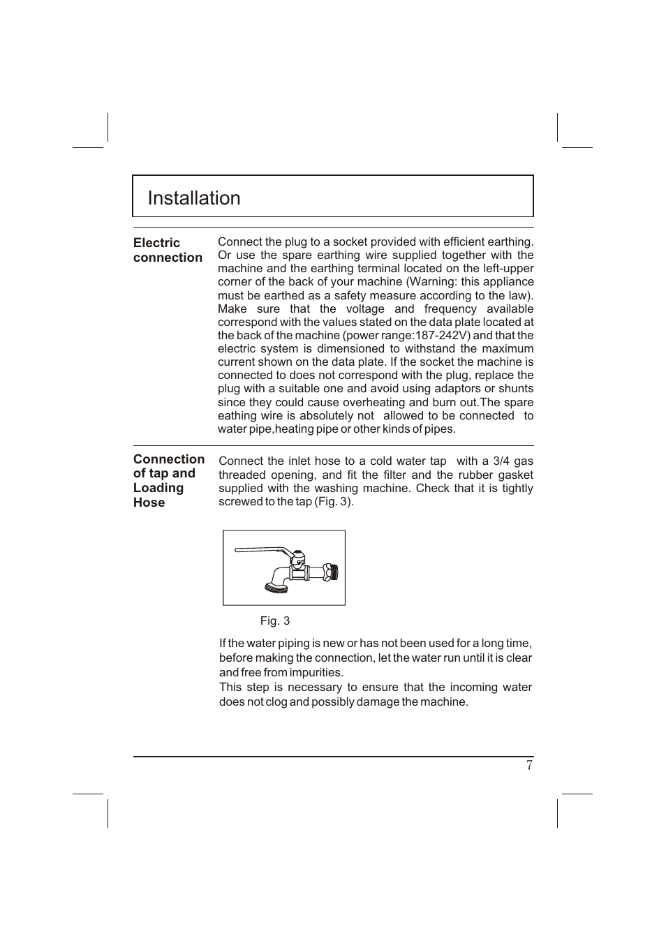 Installation | haier WNA600T User Manual | Page 7 / 22