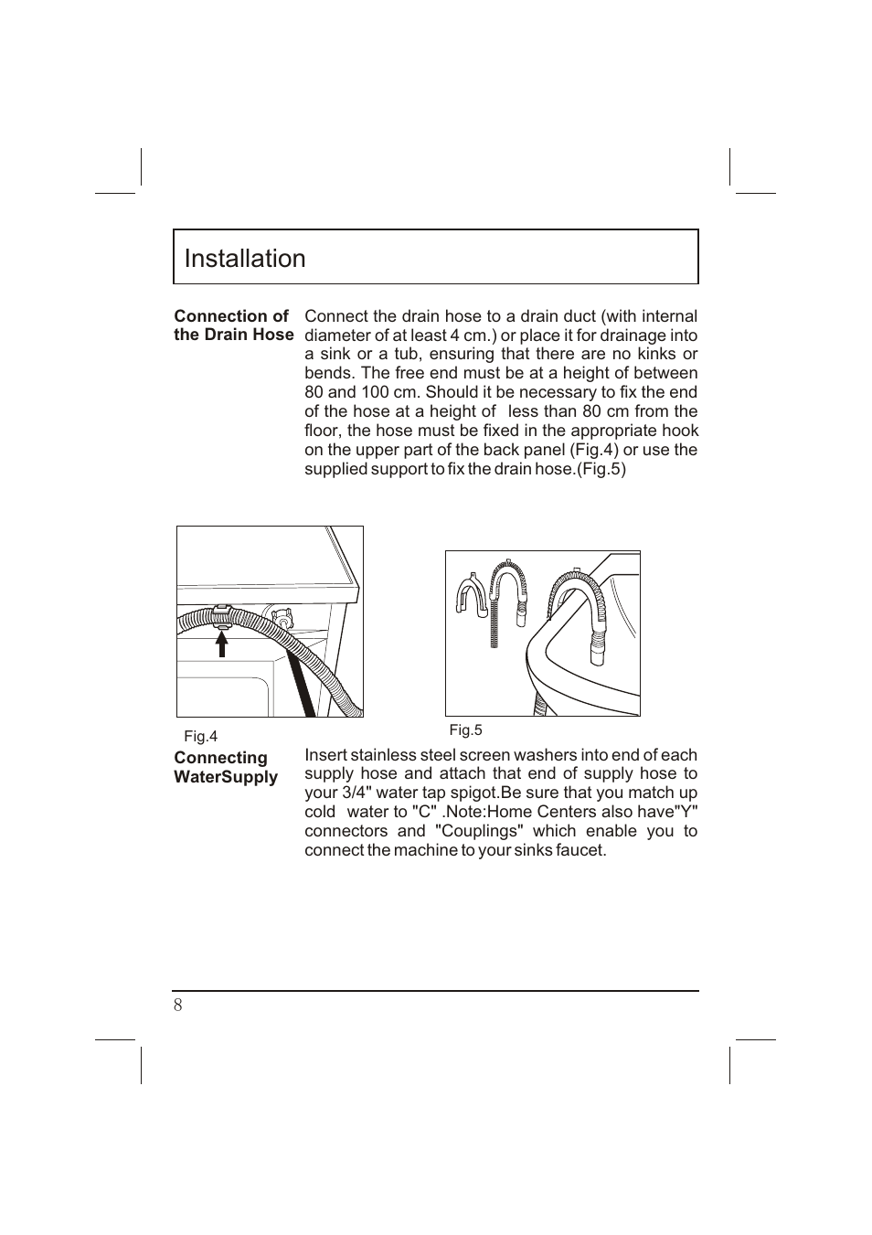 Installation | haier WNA600T User Manual | Page 8 / 22