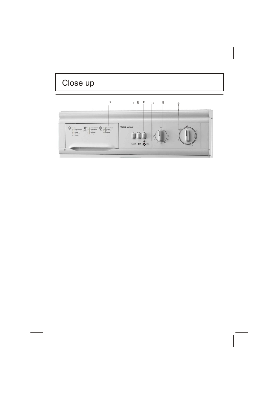 Close up | haier WNA600T User Manual | Page 9 / 22