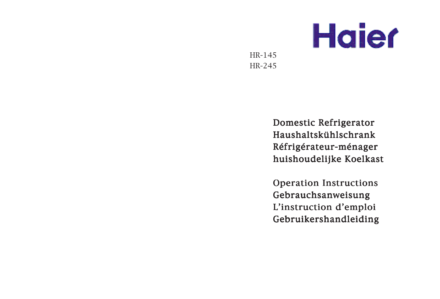 haier HR-145 User Manual | 30 pages