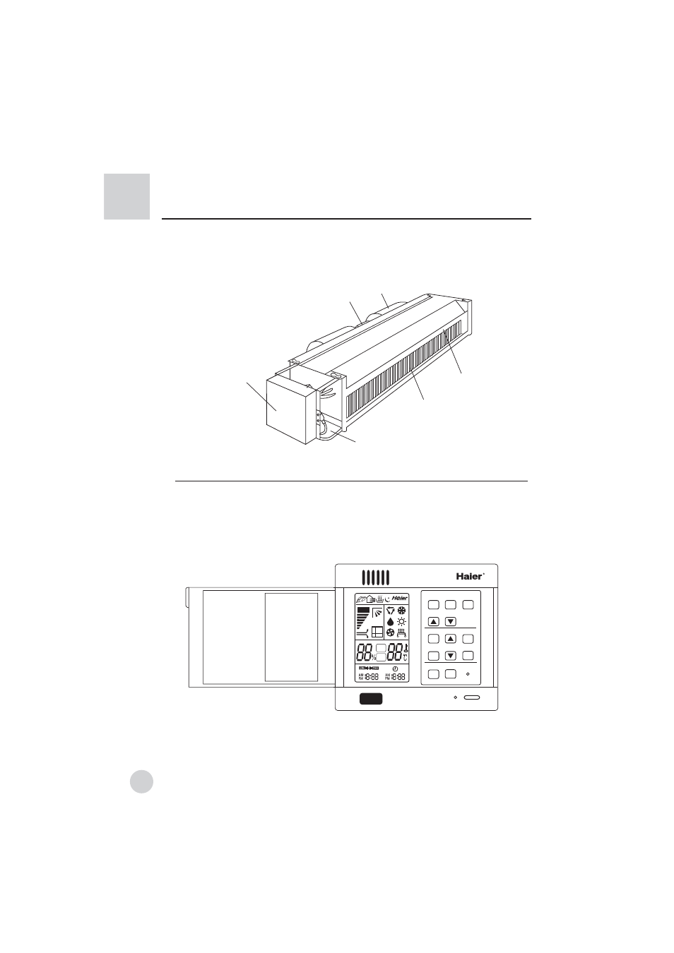 Name of parts, Indoor unit | haier AE122BCAAA (H2EM-18H03) User Manual | Page 3 / 27