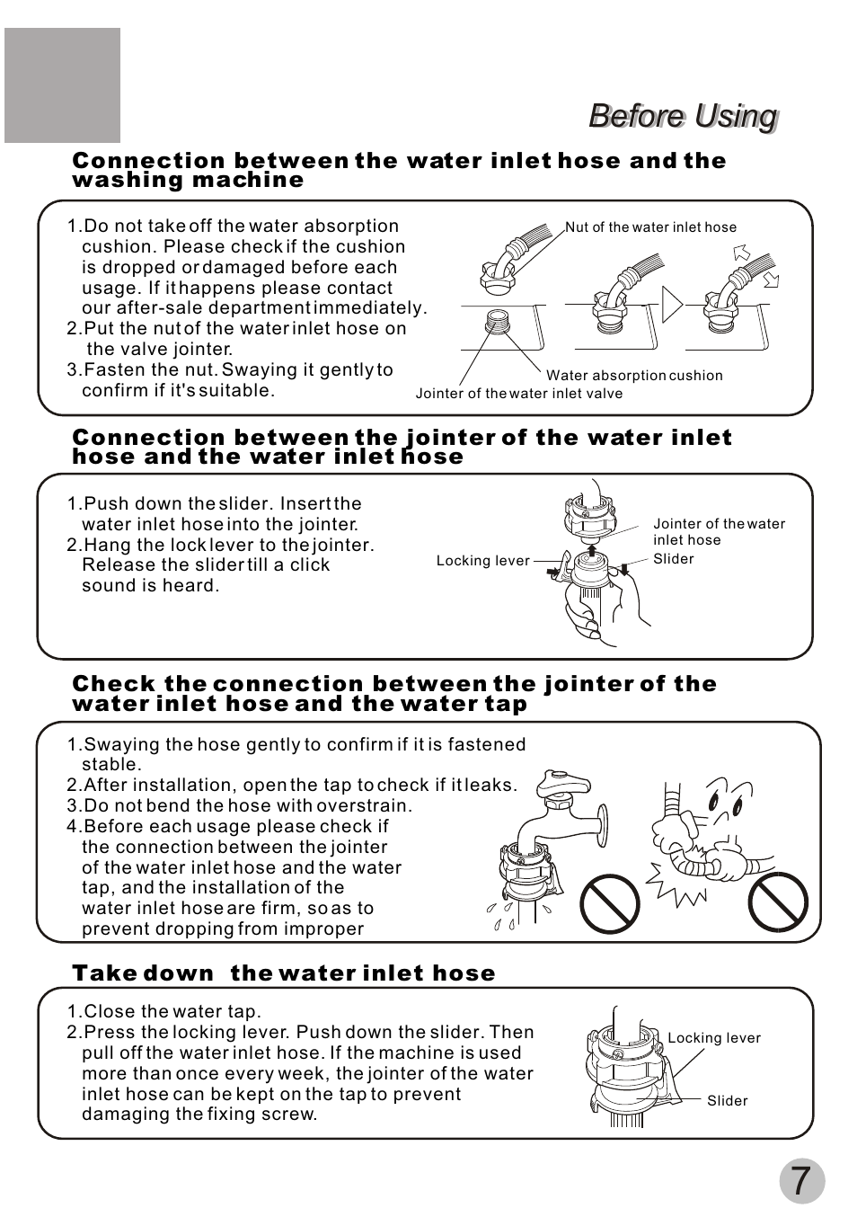 Before using | haier XQB55-10H User Manual | Page 9 / 20