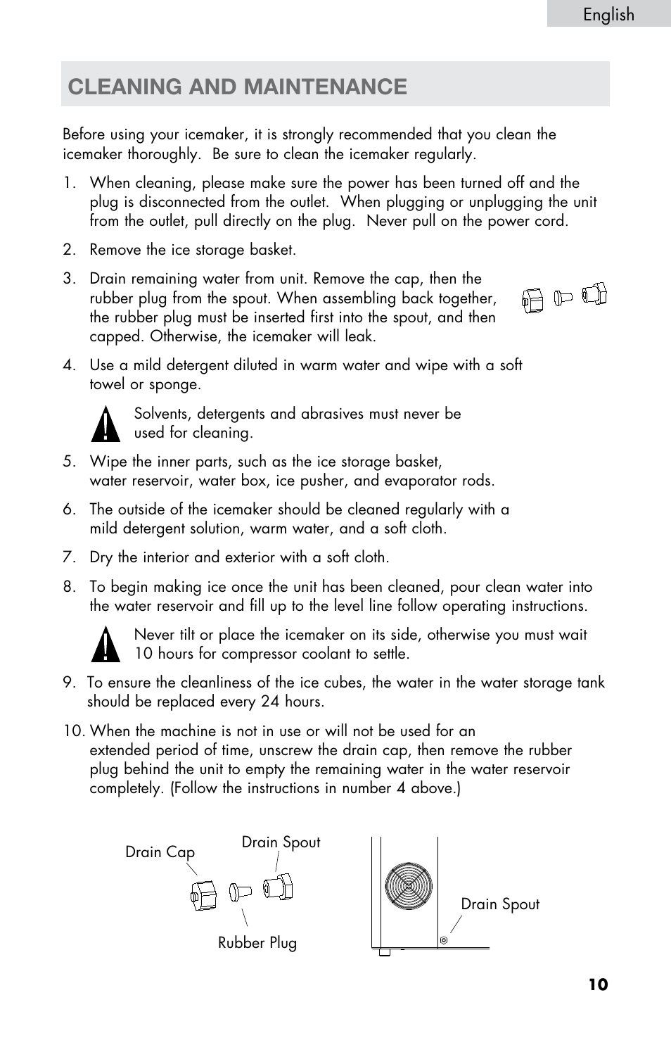Warning, Cleaning and maintenance | haier HPIM26W User Manual | Page 11 / 13