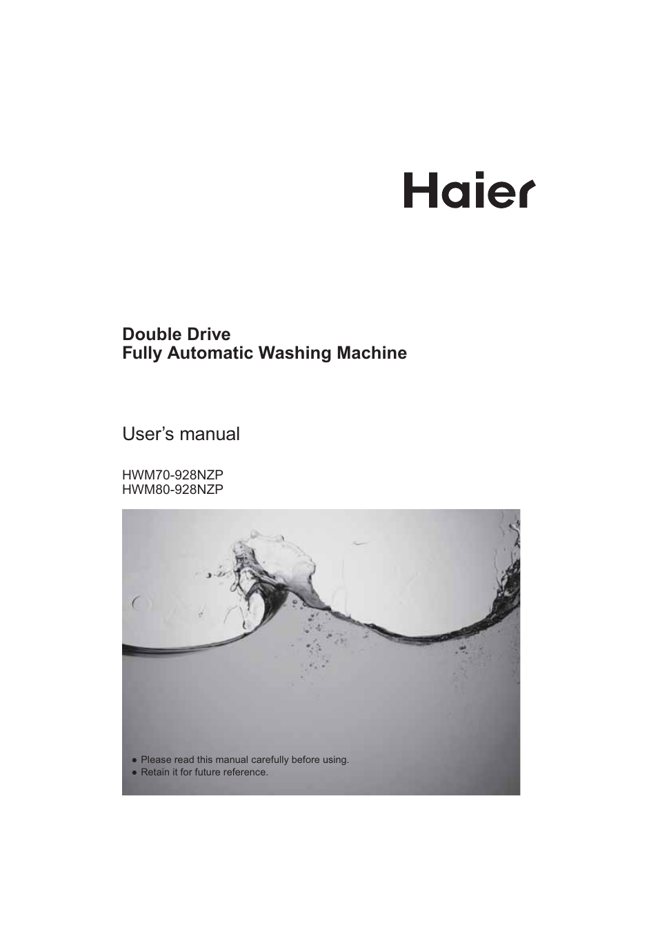 haier HWM70-928NZP User Manual | 20 pages