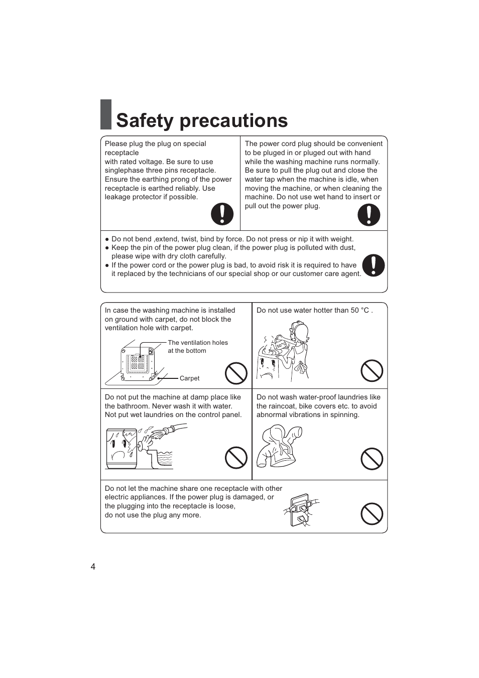 Safety precautions | haier HWM70-928NZP User Manual | Page 4 / 20