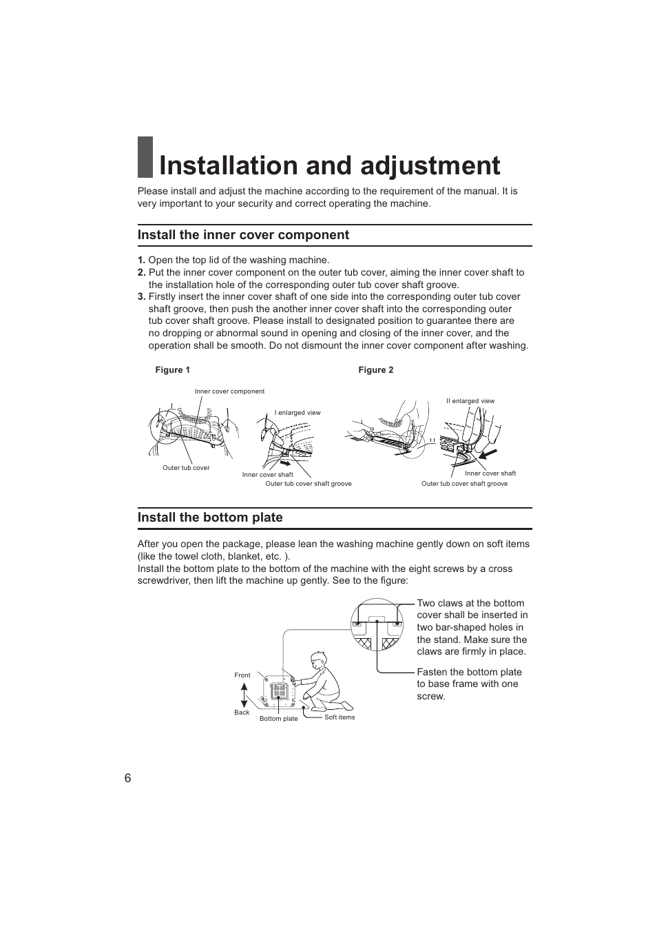 Installation and adjustment | haier HWM70-928NZP User Manual | Page 6 / 20