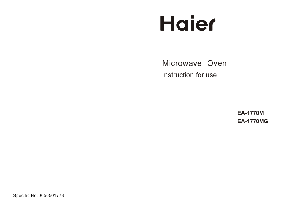 haier EA-1770MG User Manual | 8 pages
