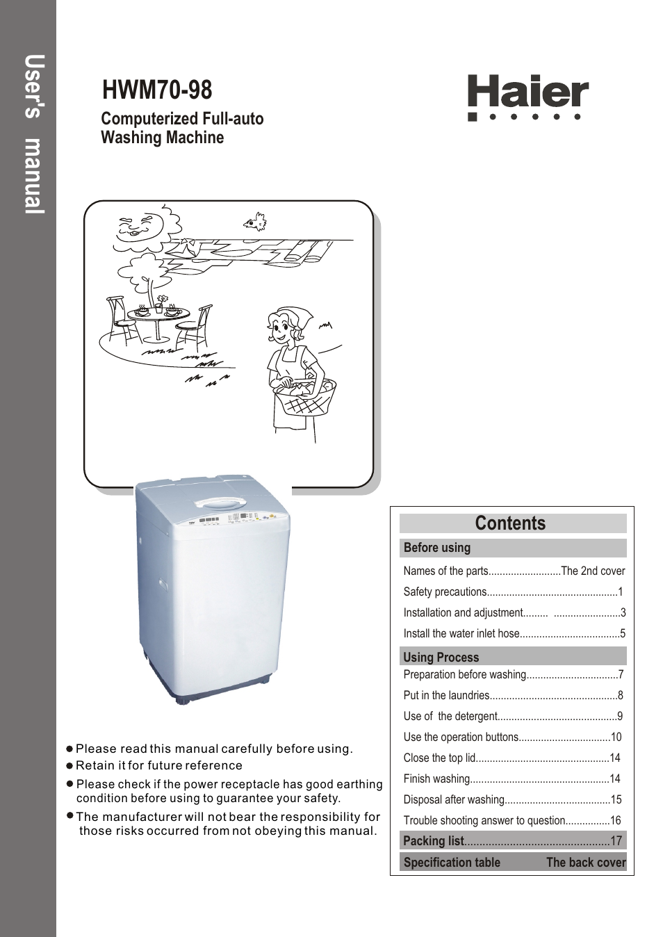 haier HWM70-98 User Manual | 21 pages