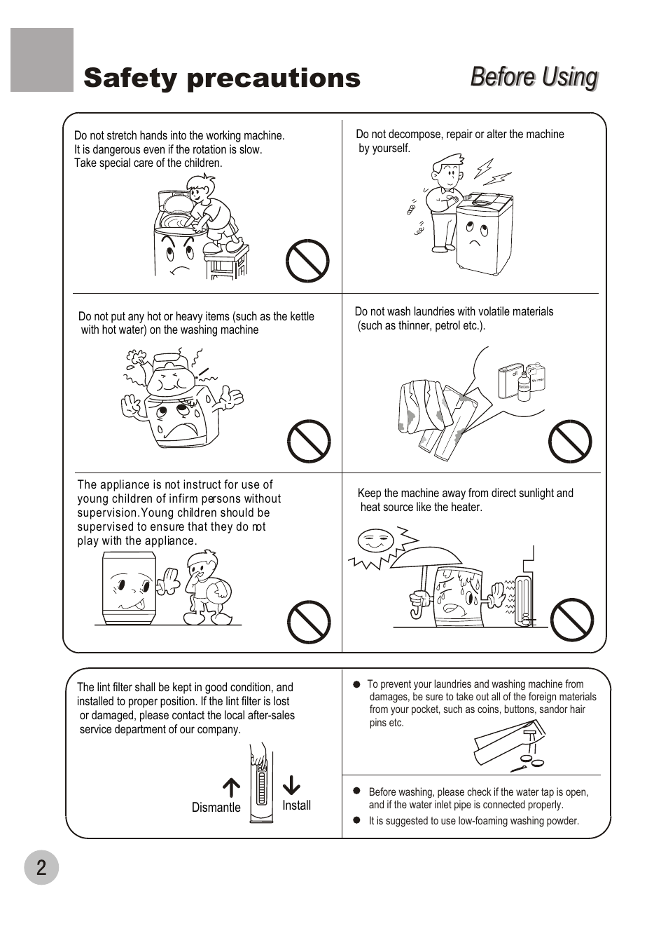 Before using, Before using safety precautions | haier HWM70-98 User Manual | Page 4 / 21