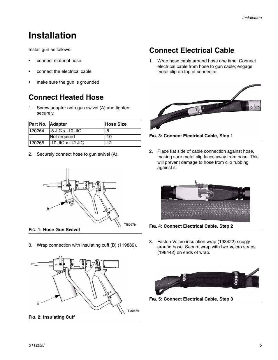 Installation, Connect heated hose, Connect electrical cable | haier 311209J User Manual | Page 5 / 22