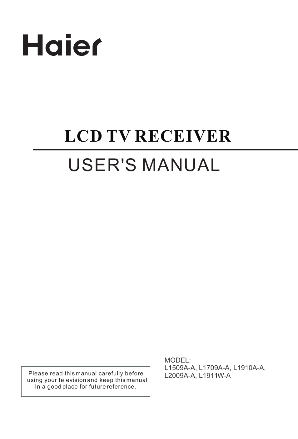 haier L1709A-A User Manual | 25 pages