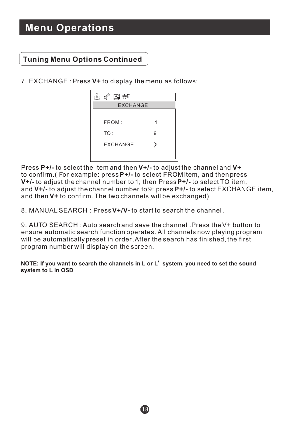 Menu operations | haier L1709A-A User Manual | Page 20 / 25