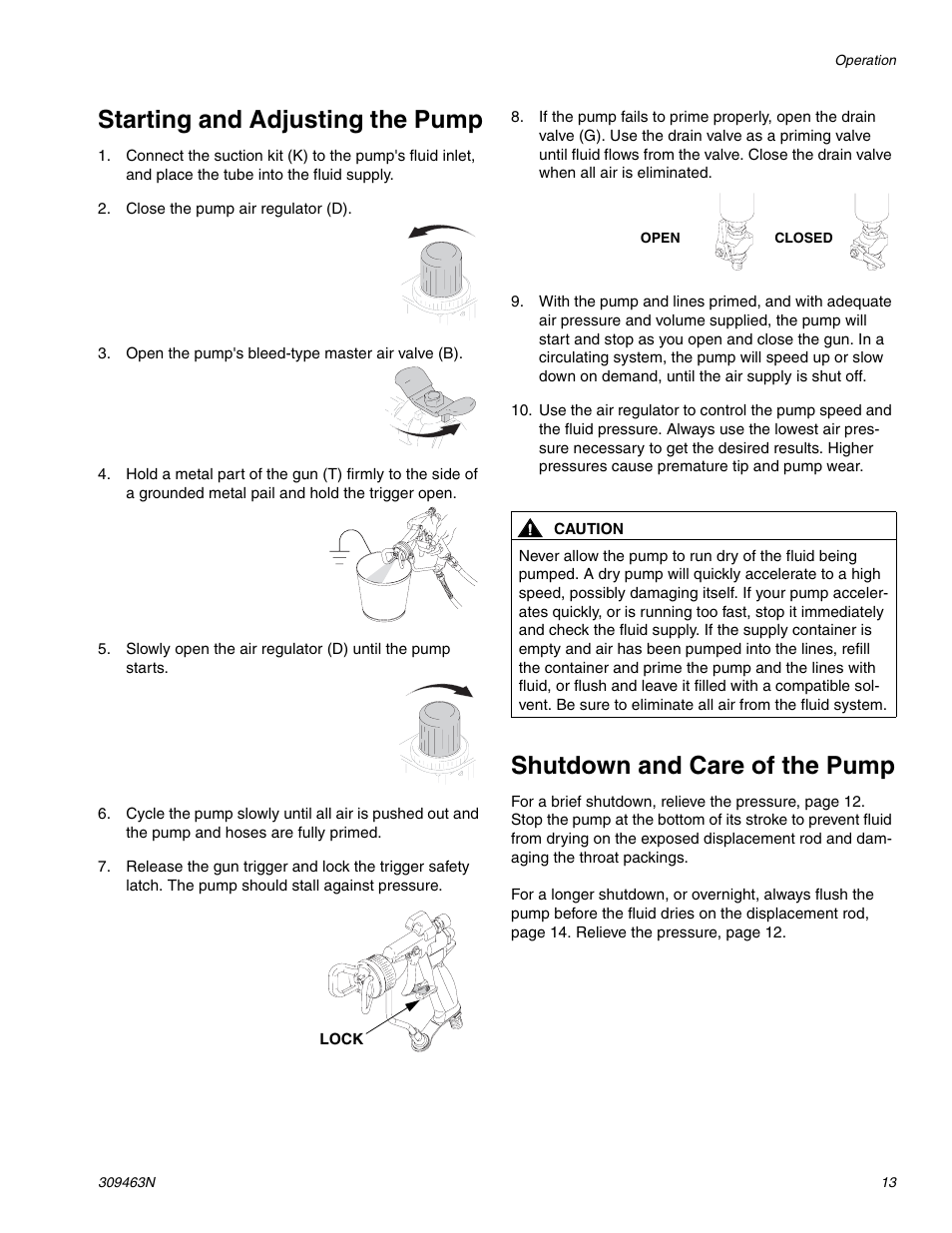 Starting and adjusting the pump, Shutdown and care of the pump | haier MERKUR 309463N User Manual | Page 13 / 28