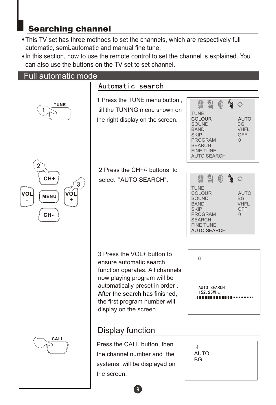Т³гж 10, Searching channel, Full automatic mode | Display function | haier 29T9D User Manual | Page 10 / 26