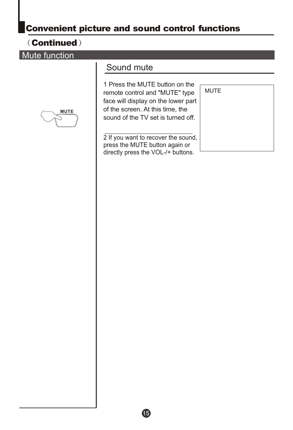 Т³гж 16, Sound mute, Mute function | haier 29T9D User Manual | Page 16 / 26