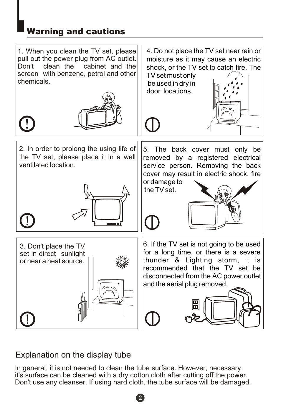 Т³гж 3, Warning and cautions, Explanation on the display tube | haier 29T9D User Manual | Page 3 / 26