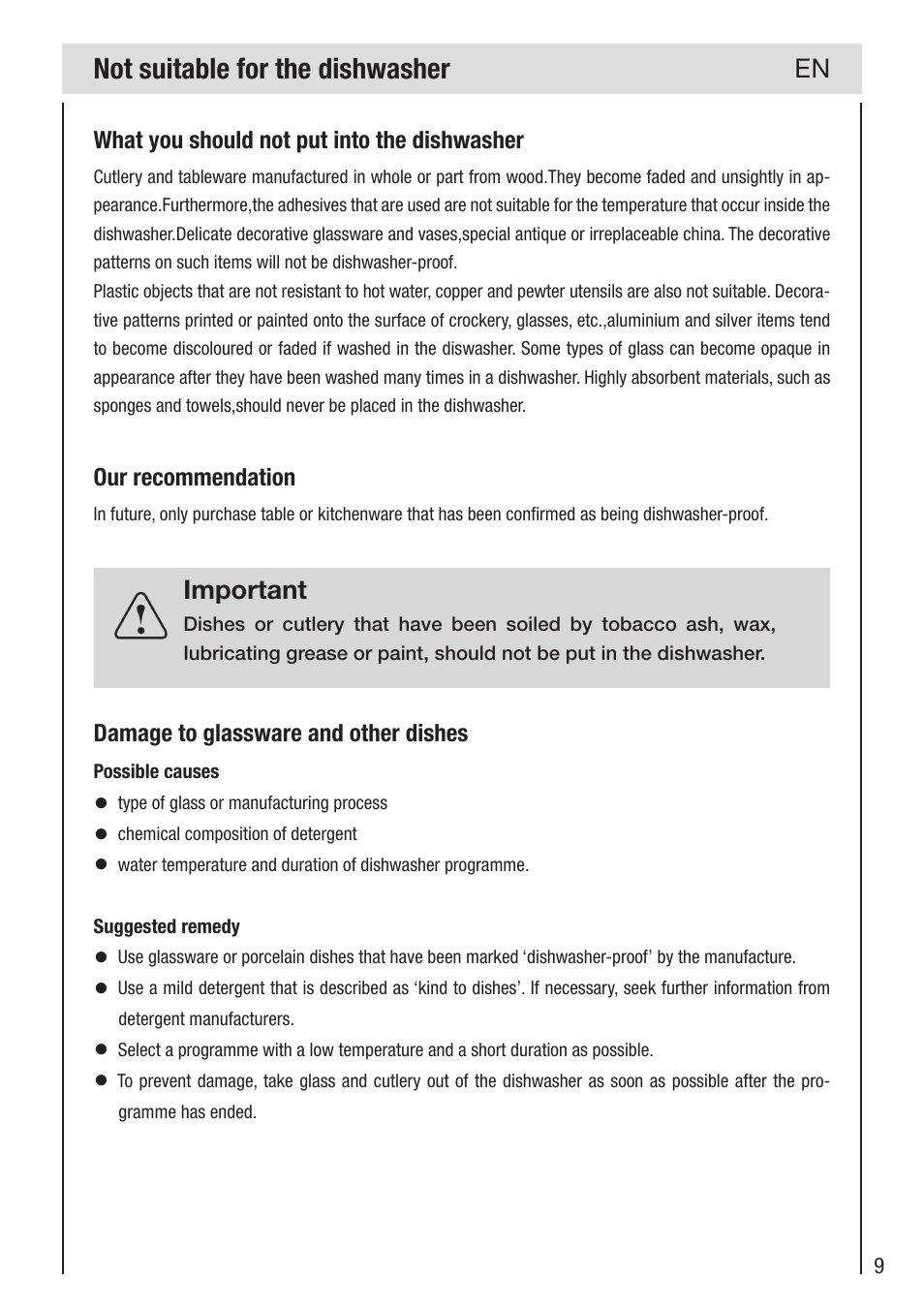 Not suitable for the dishwasher | haier DW12-PFE2-E User Manual | Page 11 / 28