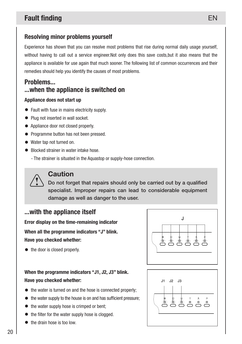 Fault ﬁnding | haier DW12-PFE2-E User Manual | Page 22 / 28