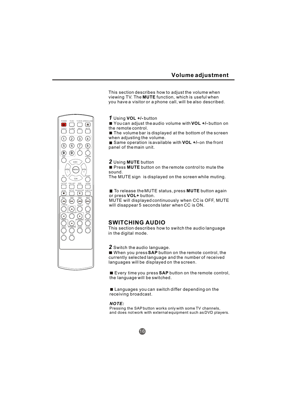 Switching audio, Volume adjustment | haier TCR20-A User Manual | Page 17 / 94