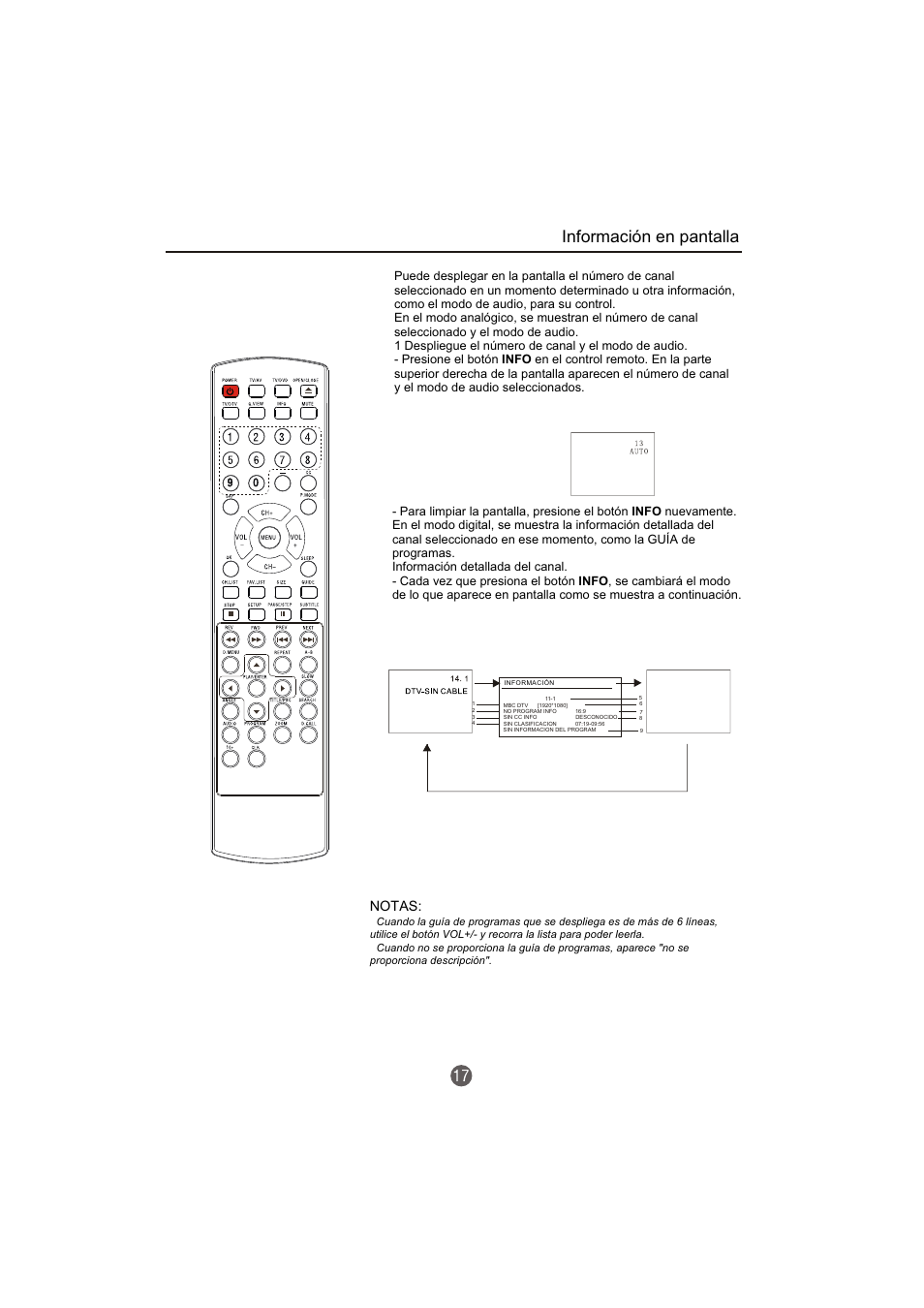 Información en pantalla, Notas | haier TCR20-A User Manual | Page 65 / 94