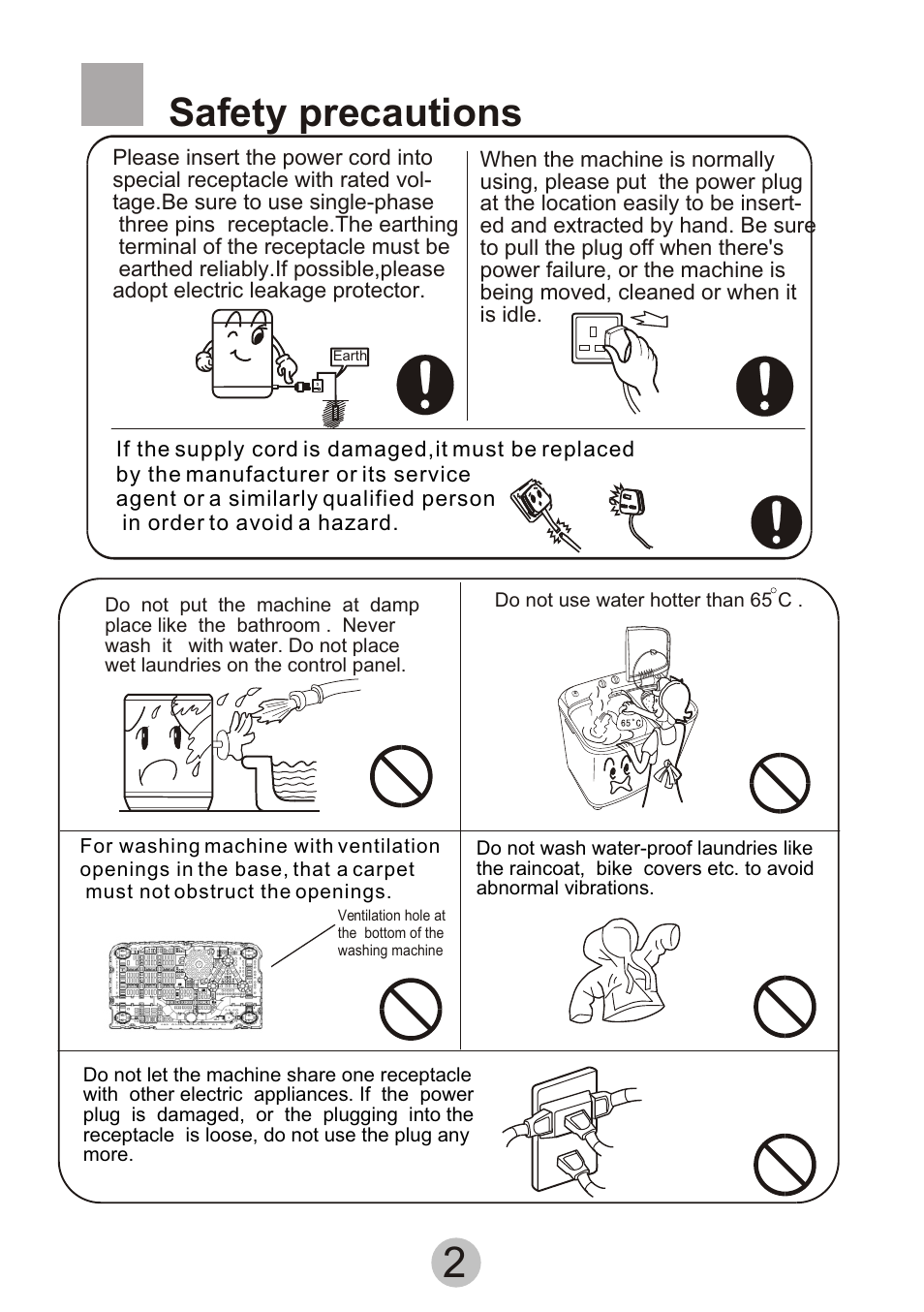 Т³гж 4, Safety precautions | haier Twin-tub Washing Machine User Manual | Page 4 / 16