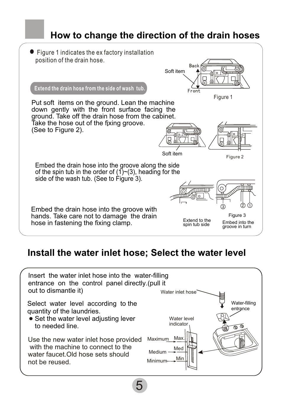 Т³гж 7, How to change the direction of the drain hoses | haier Twin-tub Washing Machine User Manual | Page 7 / 16