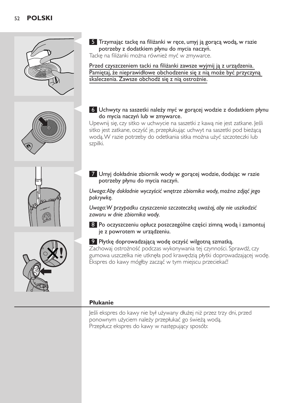 Płukanie | Philips HD7810 User Manual | Page 52 / 90