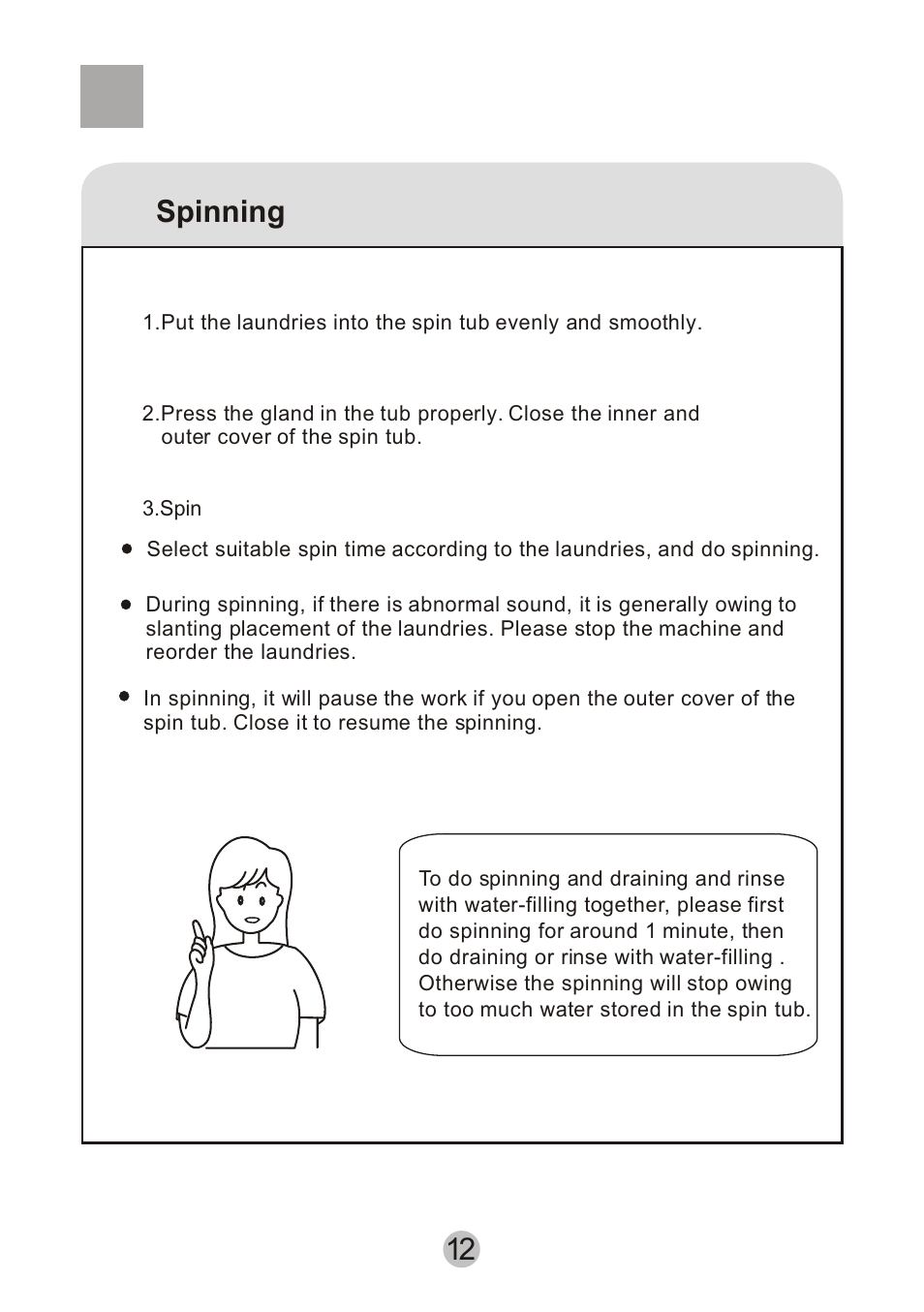 Spinning 12 | haier HWM80-0626SH User Manual | Page 14 / 19