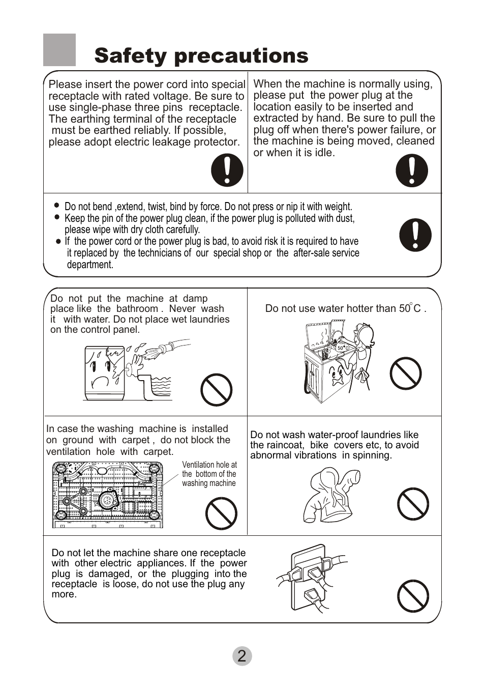 Safety precautions | haier HWM80-0626SH User Manual | Page 4 / 19