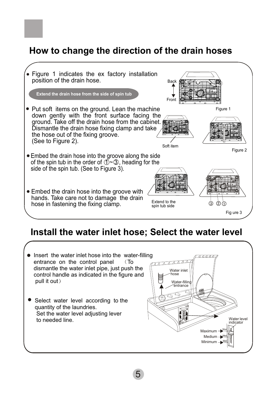 5how to change the direction of the drain hoses | haier HWM80-0626SH User Manual | Page 7 / 19