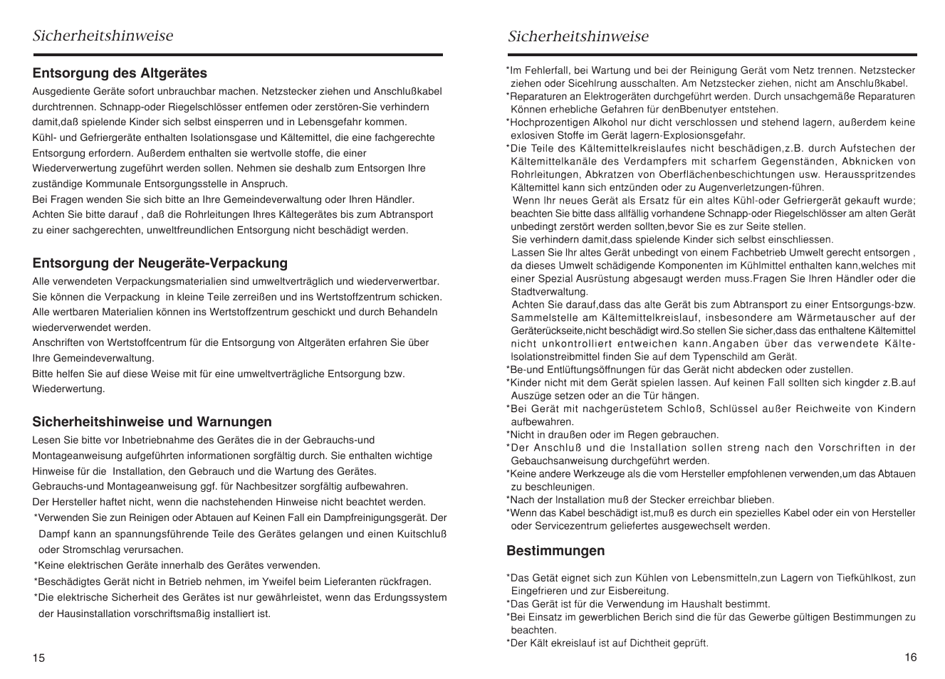 Sicherheitshinweise | haier HR-145A User Manual | Page 10 / 30