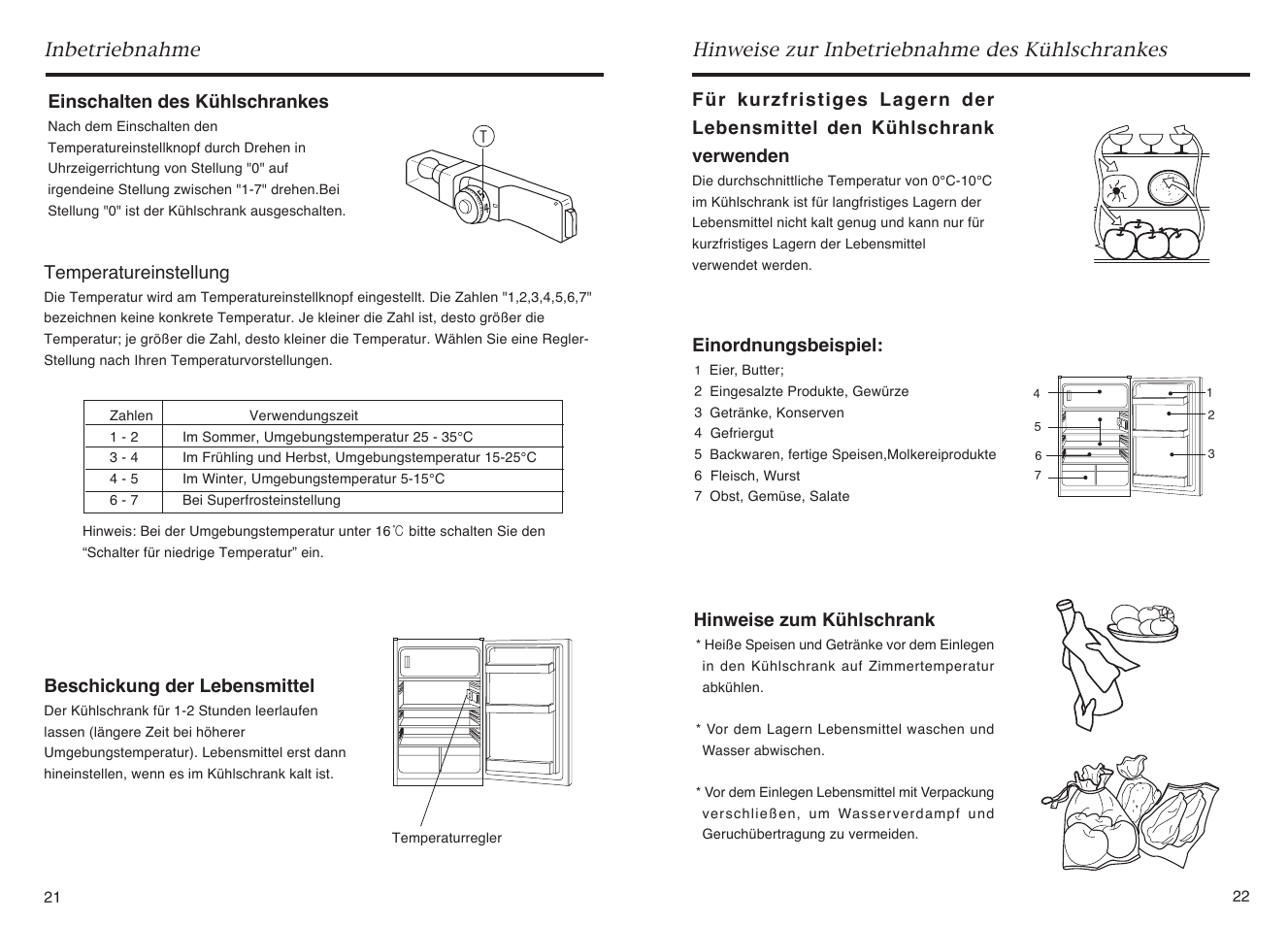 Inbetriebnahme, Hinweise zur inbetriebnahme des kühlschrankes | haier HR-145A User Manual | Page 13 / 30