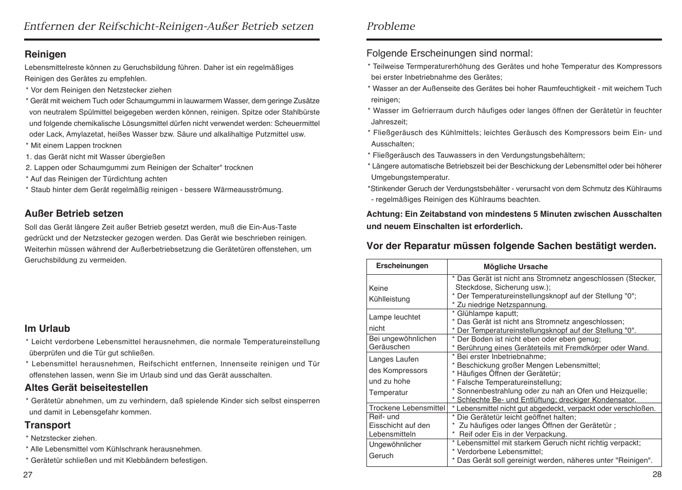 Probleme | haier HR-145A User Manual | Page 16 / 30