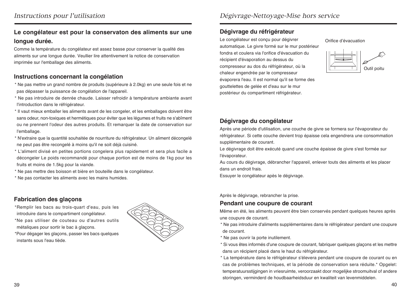 Instructions pour l'utilisation, Dégivrage-nettoyage-mise hors service | haier HR-145A User Manual | Page 22 / 30