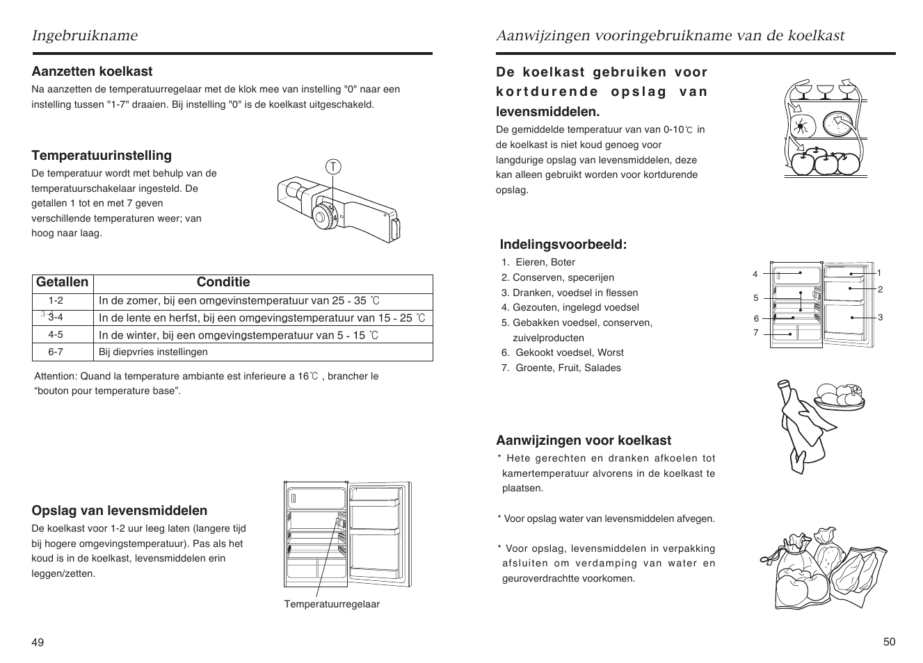 Ingebruikname, Aanwijzingen vooringebruikname van de koelkast | haier HR-145A User Manual | Page 27 / 30