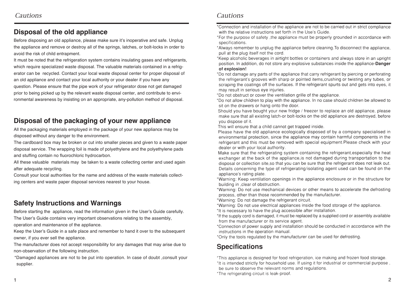 Disposal of the old appliance, Disposal of the packaging of your new appliance, Safety instructions and warnings | haier HR-145A User Manual | Page 3 / 30